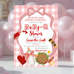 Red Bow Gingham  Babyq baby shower invitation 招待状<br><div class="desc">Red Bow Gingham Babyq Baby Shower Invitation,  Barbecue Baby Shower Invite,  Pink Bow BBQ Grill Baby Shower Invite</div>