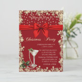 Red Bow,Glass Pearls Stars Red Company Christmas  招待状 (スタンド正面)