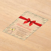 Red Bow,Glass,Stars Red Company Christmas Party アクリル招待状 (レイダウン)