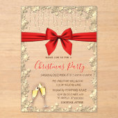 Red Bow,Glass,Stars Red Company Christmas Party アクリル招待状 (正面)