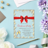 Red Bow,Glass,Stars Red Company Christmas Party アクリル招待状 (インサイチュ (ウェディング))