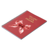 Red Bow Gold Follow Your Dreams Inspirational Quot ノートブック (左側)
