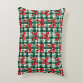 Red Bow Green Plaid Christmas アクセントクッション (裏面(縦))