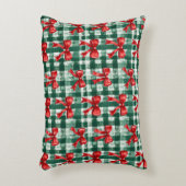 Red Bow Green Plaid Christmas アクセントクッション (正面(垂直))