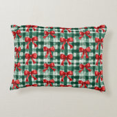 Red Bow Green Plaid Christmas アクセントクッション (裏面)