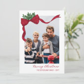 Red Bow & Greenery年レビューMerry Christmas シーズンカード (スタンド正面)