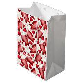 Red  Bow Heart Seamless Pattern Cute  ミディアムペーパーバッグ (正面アングル)