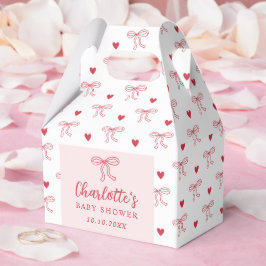 Red Bow Hearts Valentines Baby Shower フェイバーボックス