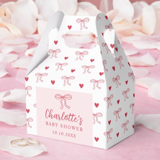 Red Bow Hearts Valentines Baby Shower フェイバーボックス (ウェディング)