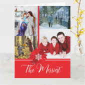 Red Bow Holiday Christmas Card カード (黄色い花)