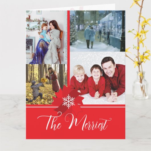 Red Bow Holiday Christmas Card カード (黄色い花)