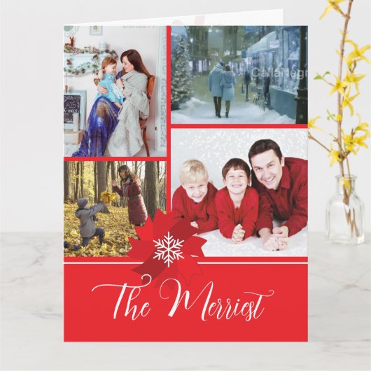 Red Bow Holiday Christmas Card カード (黄色い花)