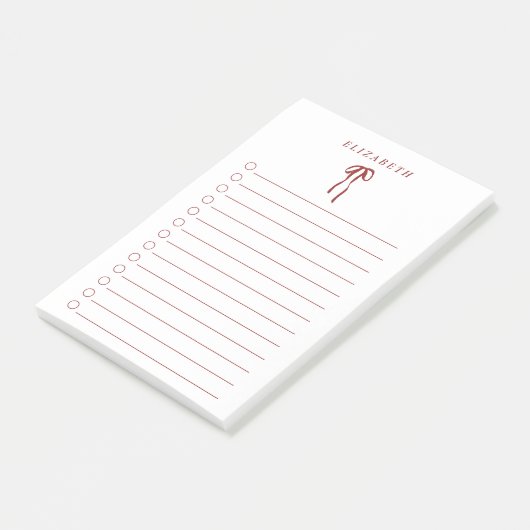 Red Bow Holiday To-Do List Mini Notepad  ポストイット (アングル)