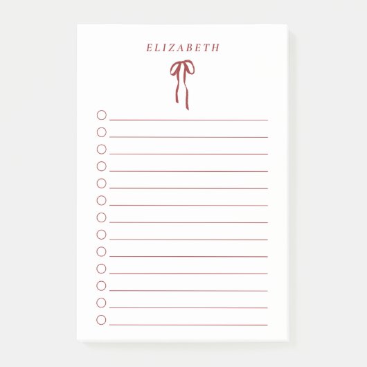 Red Bow Holiday To-Do List Mini Notepad  ポストイット (正面)