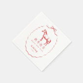 Red Bow Horse Chinese New Year スタンダードカクテルナプキン (角)
