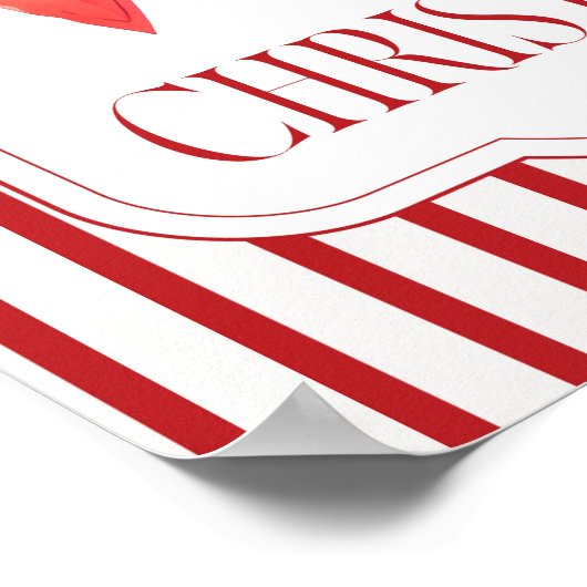 Red Bow Merry Christmas Holiday Poster ポスター (角)