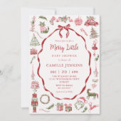 Red Bow Merry Little Baby Shower Invitation 招待状 (正面)
