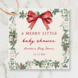 Red Bow Merry Little Christmas Baby Shower フェイバータグ