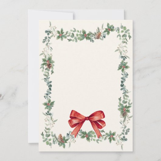 Red Bow Merry Little Christmas Baby Shower 招待状 (裏面)