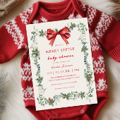 Red Bow Merry Little Christmas Baby Shower 招待状