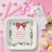 Red Bow Merry Little Christmas Bridal Shower ペーパープレート (パーティー)