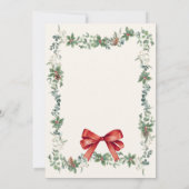 Red Bow Merry Little Christmas Bridal Shower 招待状 (裏面)
