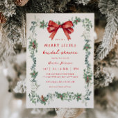Red Bow Merry Little Christmas Bridal Shower 招待状