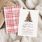 Red Bow Merry Little Christmas Tree Baby Shower 招待状