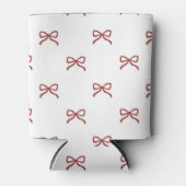 Red Bow Pattern Pastel Modern Party Accessory 缶クーラー (正面)