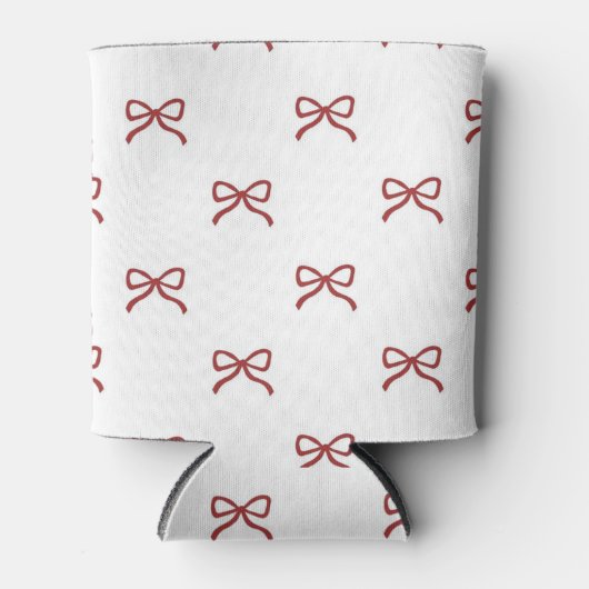 Red Bow Pattern Pastel Modern Party Accessory 缶クーラー (正面)
