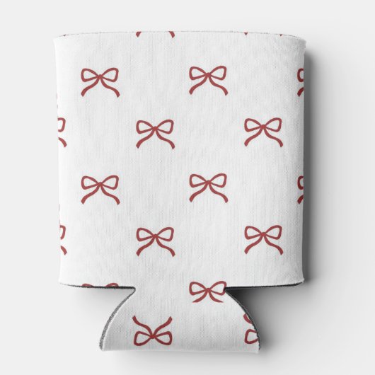 Red Bow Pattern Pastel Modern Party Accessory 缶クーラー (裏面)