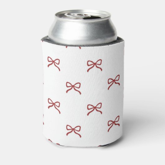 Red Bow Pattern Pastel Modern Party Accessory 缶クーラー (缶裏面)