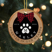 Red Bow Paw Print Memorial Pet Photo Wood Slice セラミックオーナメント