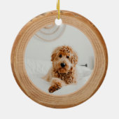 Red Bow Paw Print Memorial Pet Photo Wood Slice セラミックオーナメント (裏面)