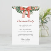 Red Bow Pine Wreath Christmas Party 招待状 (スタンド正面)