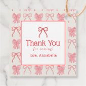 Red Bow & Pink Stripes Baby Shower フェイバータグ (裏面)