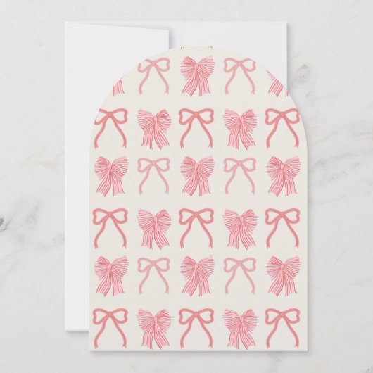 Red Bow & Pink Stripes Bridal Shower 招待状 (裏面)