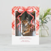 Red Bow Plaid Valentine’s Photo Card 招待状 (スタンド正面)