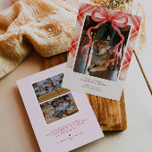 Red Bow Plaid Valentine’s Photo Card 招待状