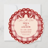 Red bow plaid wedding セーブザデート (正面)