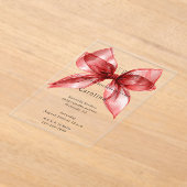 Red Bow Ribbon 16th Birthday (or any year) アクリル招待状 (レイダウン)
