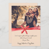 Red Bow Ribbon Valentine's Day Photo シーズンカード (正面/裏面)