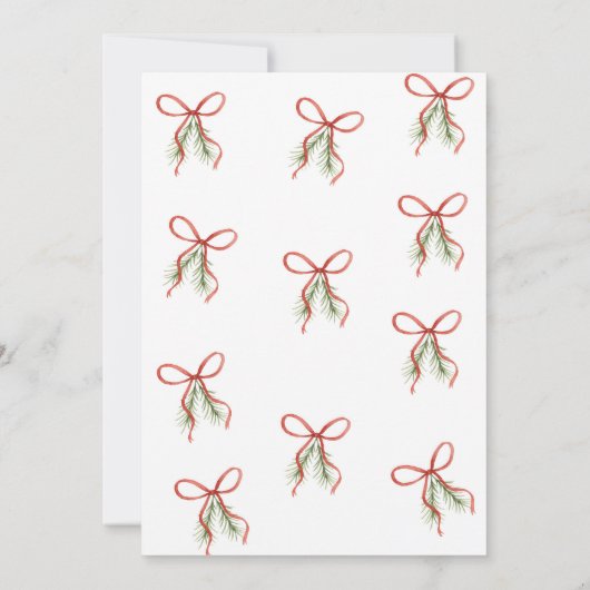 Red Bow Ribbon Winter Wedding 招待状 (裏面)