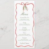 Red Bow Ribbon Winter Wedding Flat Menu メニュー (正面)