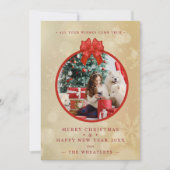 Red Bow Snowflakes Christmas Round Family Photo (正面)