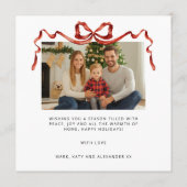 Red Bow Square Christmas Photo シーズンカード (裏面)