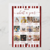 Red Bow Stripe Plaid Christmas Photo Year Review シーズンカード (裏面)