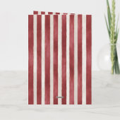 Red Bow Stripes Christmas Green Cream Tree カード (裏面)