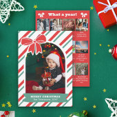 Red Bow & Stripes Year In Review Merry Christmas シーズンカード