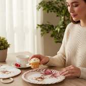 Red Bow Teddy Bear Baby Shower Plates ペーパープレート